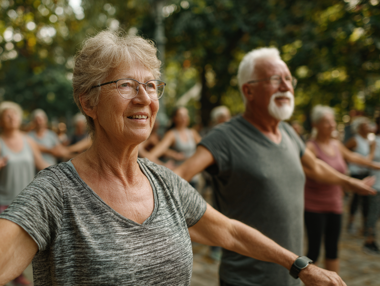 Чоловік середнього віку відзначає досягнення у календарі здоров'я