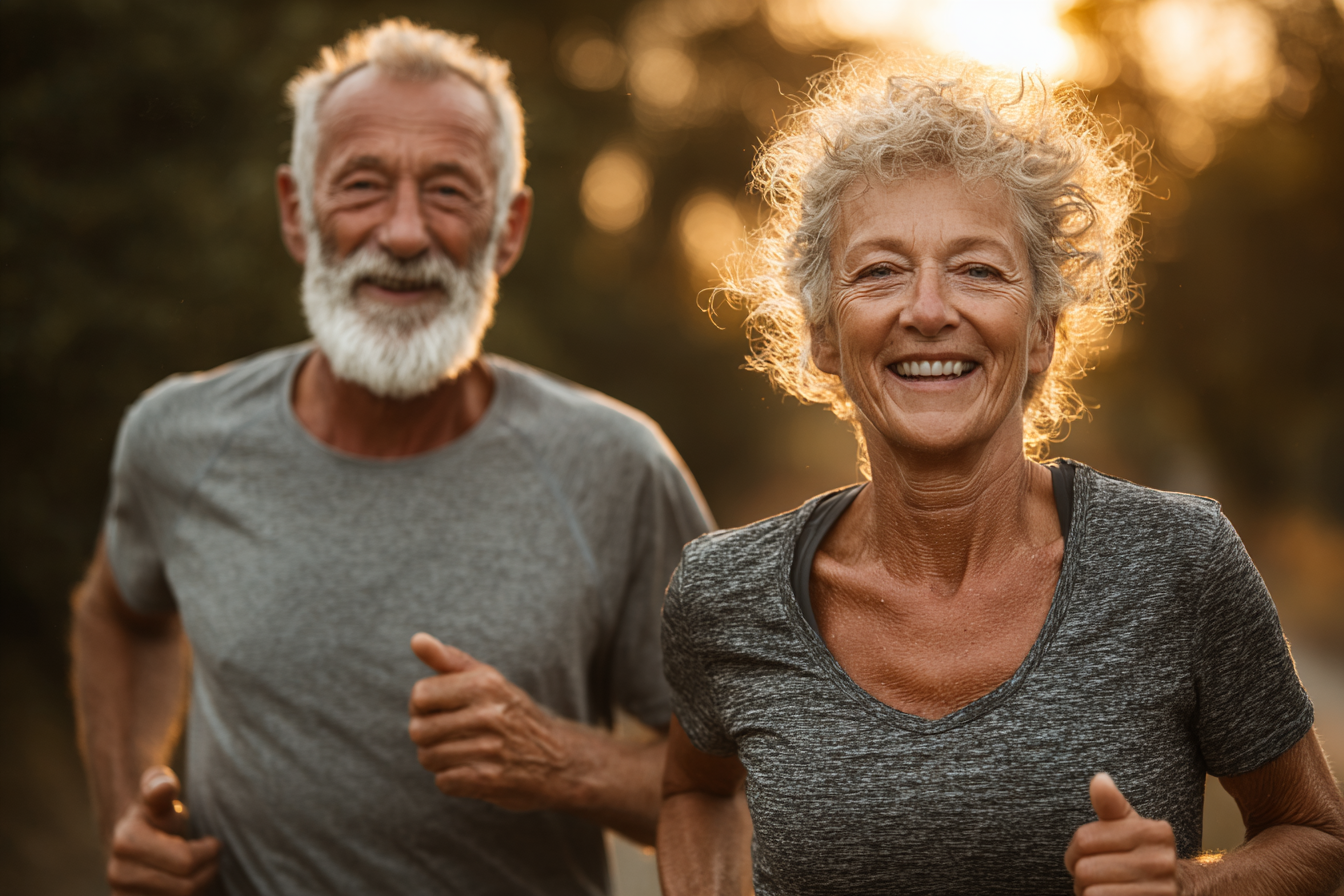 Група активних людей старшого віку під час онлайн-тренування